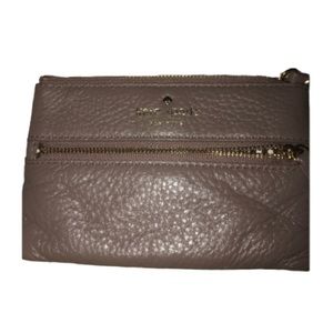 Kate Spade  taupe card case ,wristlet  or wallet outside zip pocket